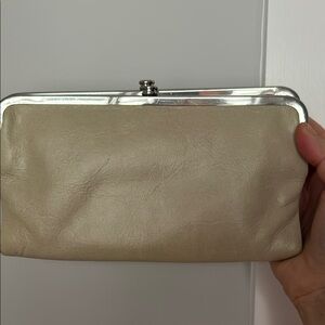 HOBO Cream and Silver Clutch Wristlet